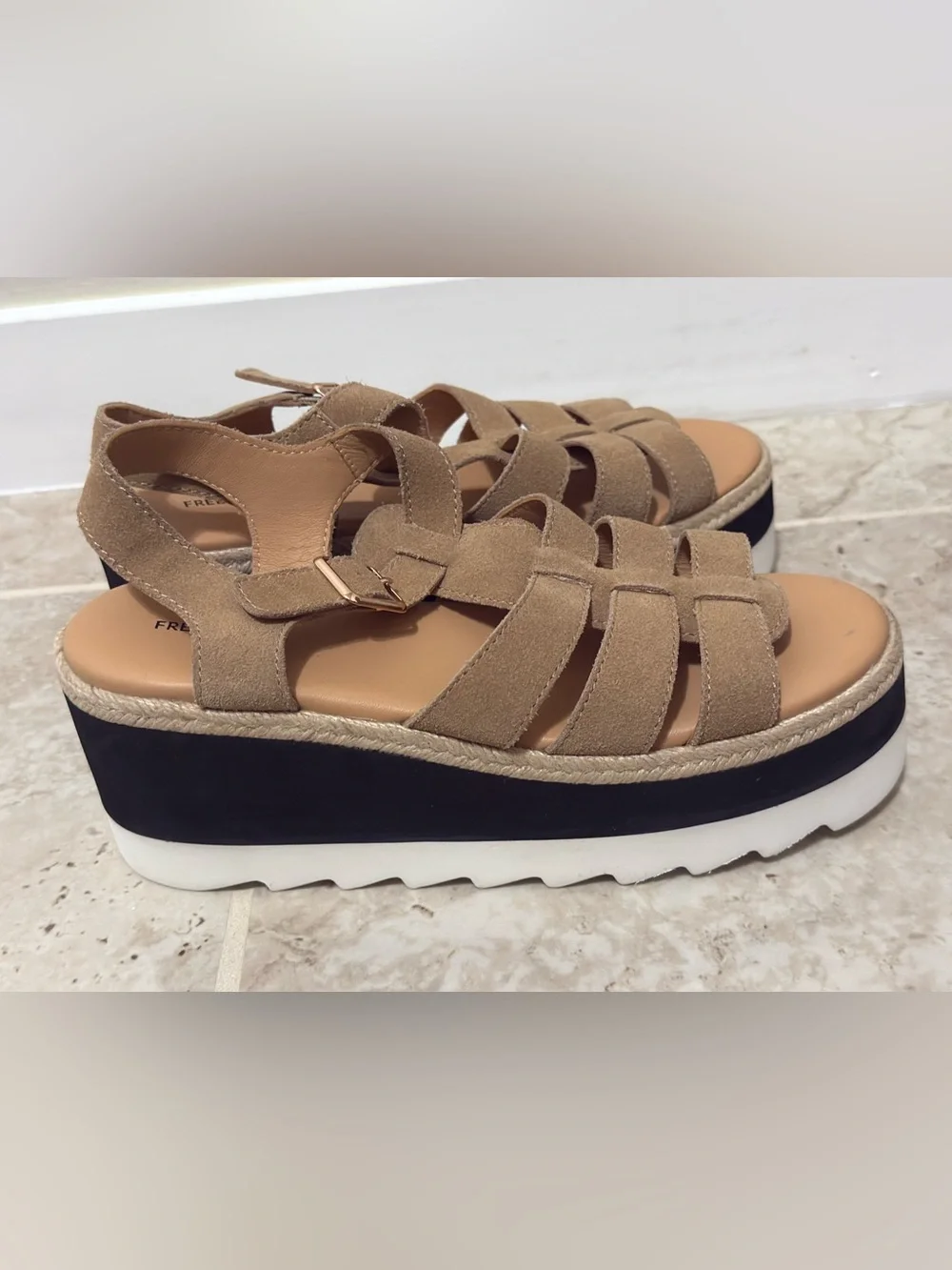 Free People Mykonos Platform Wedge Fisherman Sandal In Vachetta Suede Color